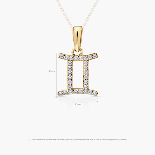 Zawieszka bliźnięta SAVICKI: złota, cyrkonie